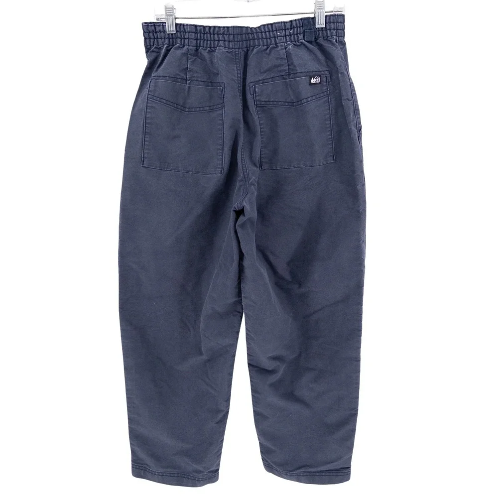 REI Co-op Womens Medium Campwell Pants Navy Blue High Rise Elastic Waist Hiking